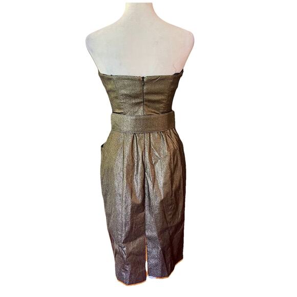 CACHE Vintage Gold Shimmer Metallic Y2K Disco Mini Belted Dress 4 - Picture 2 of 8